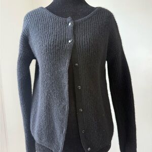 Quince 100% Yak Knit Cardigan Sweater Black Size M